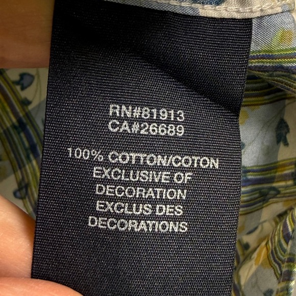 Robert Graham Freshly Laundered Shirt Mens Blue Yellow Floral Plaid Cotton XL - Picture 8 of 12